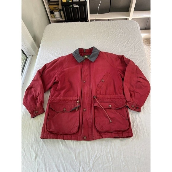 VTG Field & Stream Men’s Red Barn Work Chore Coat Gorpcore LG Corduroy Collar - Picture 10 of 16